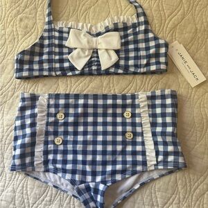 Janie and Jack Blue and White Gingham Kids Bikini